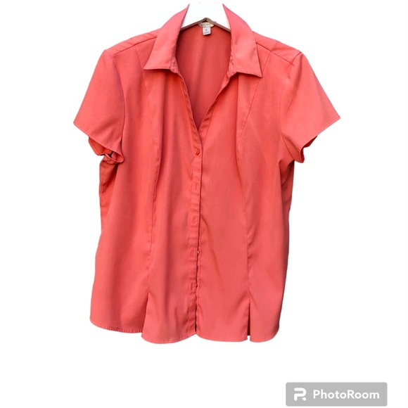 C EST 1946 Coral Shirt Button Up Blouse Sz. XL Lightweight - Picture 1 of 10